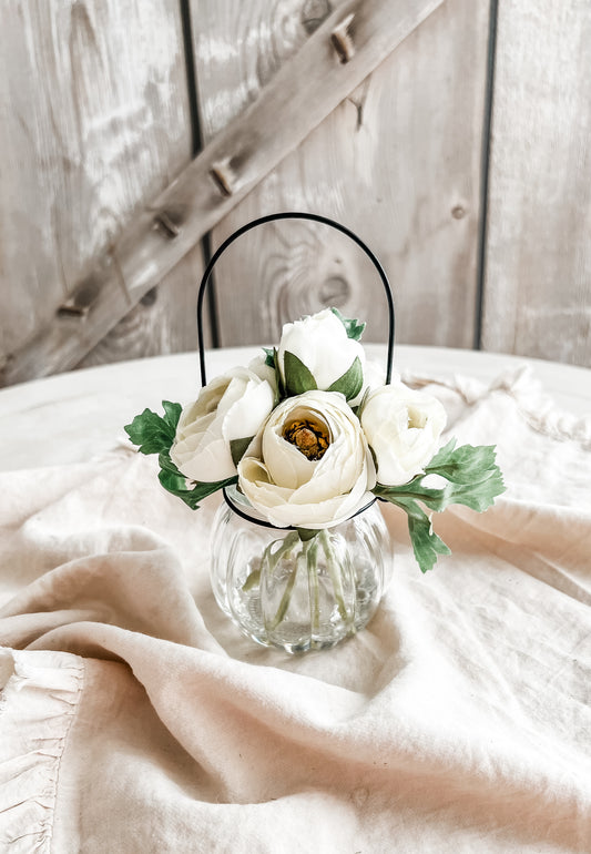 White Ranunculus Vase