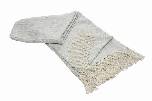 French Gray Tasseled Throw Blanket