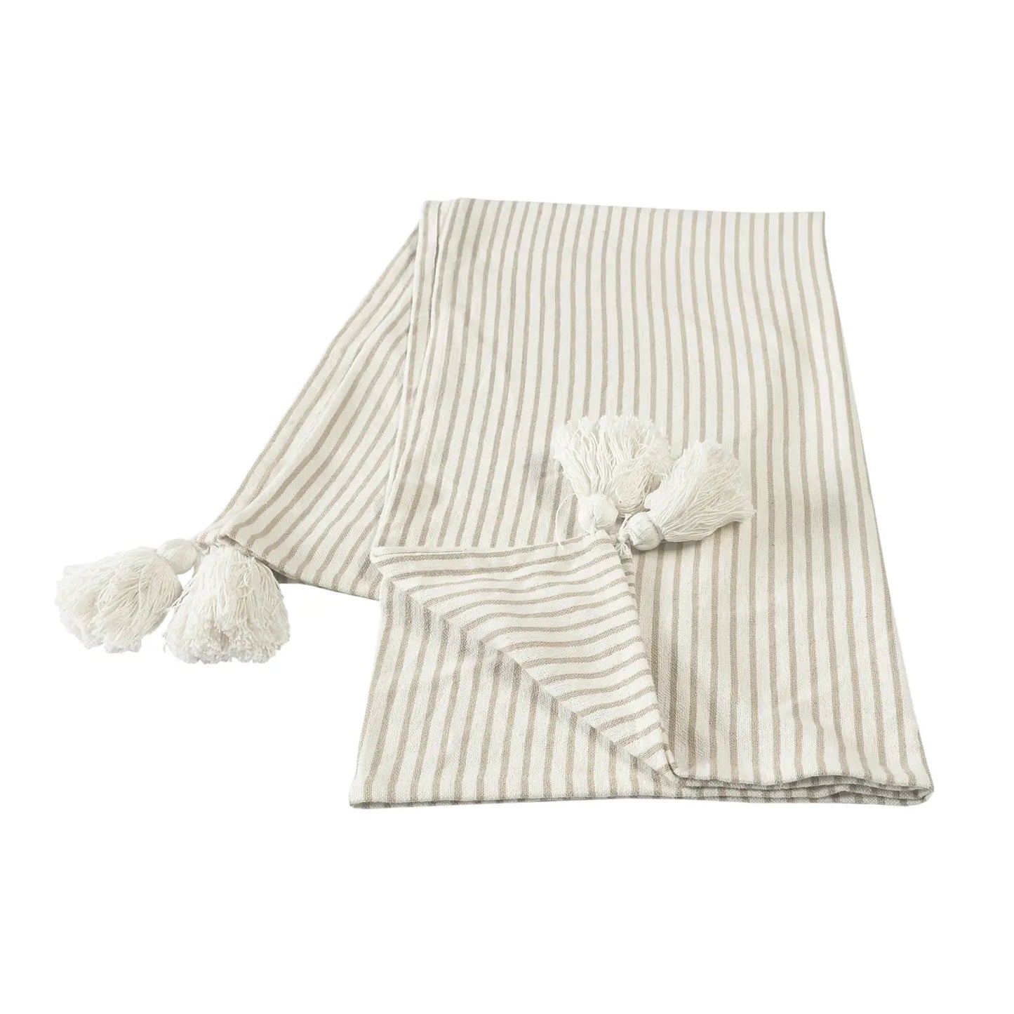 Beige & Ivory Striped Throw