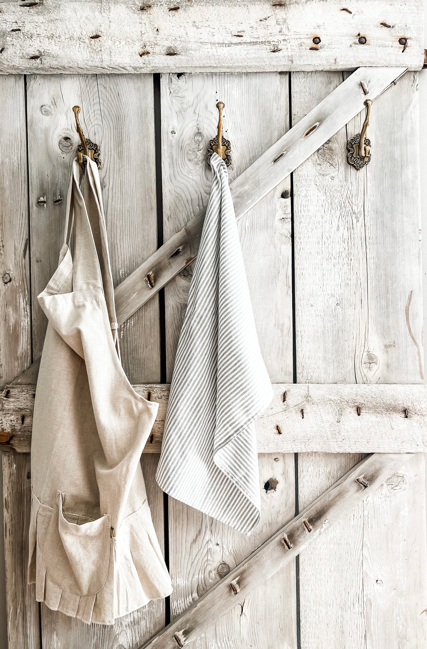 Ticking Stripe Farmhouse Towel- GRAY