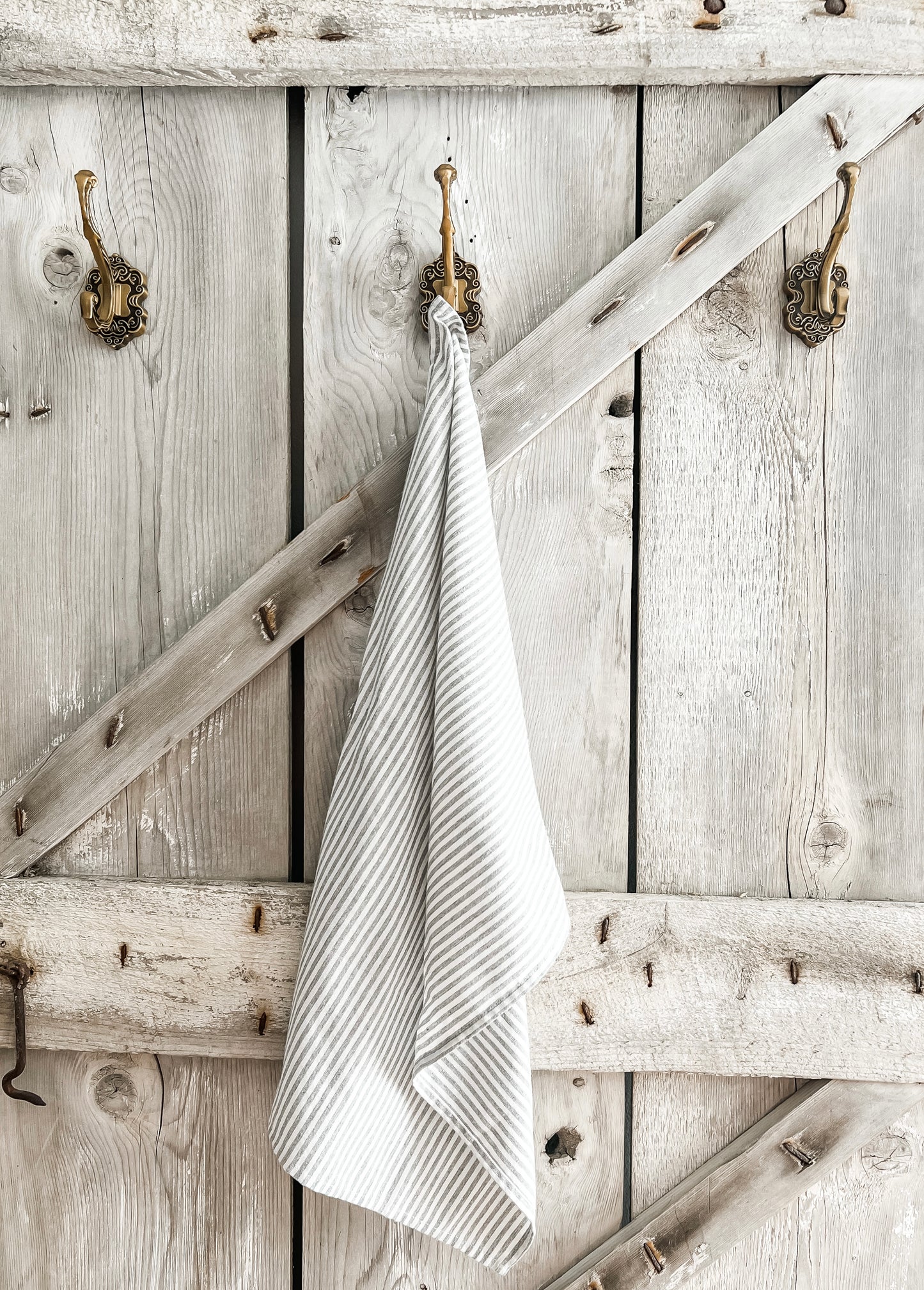 Ticking Stripe Farmhouse Towel- GRAY