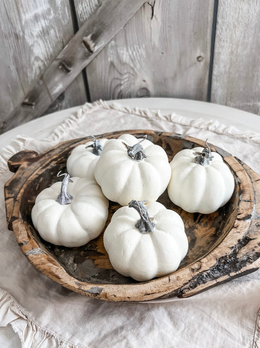 White Mini Pumpkin 5pc.Set