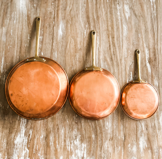 Vintage Copper Pans- Set of 3