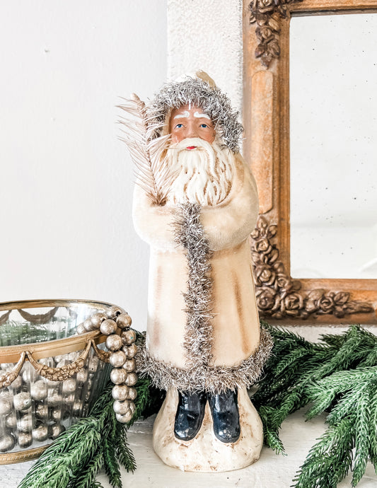 Cream Velvet Belsnickel Santa -12 in.