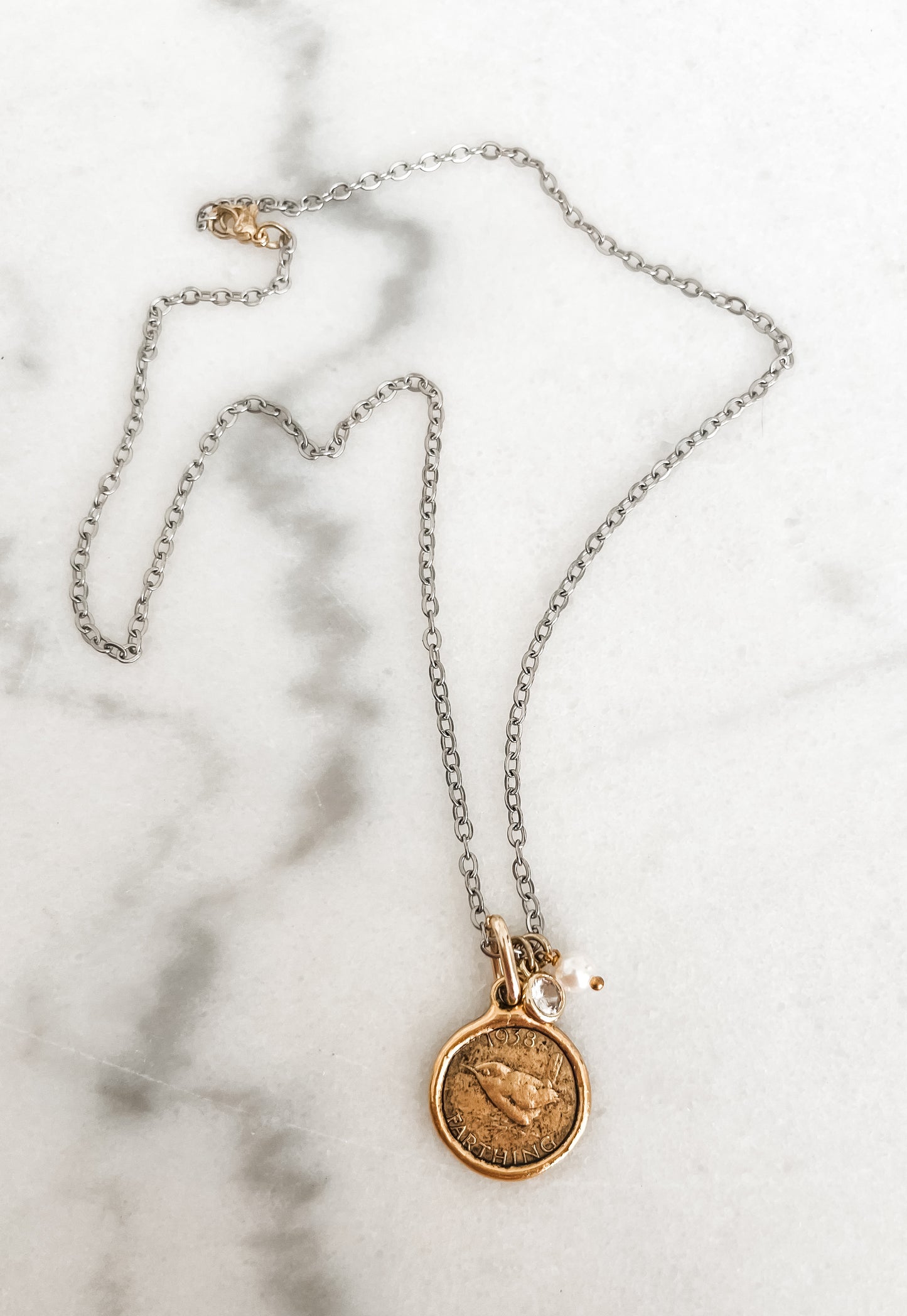 English Farthing Bird Necklace