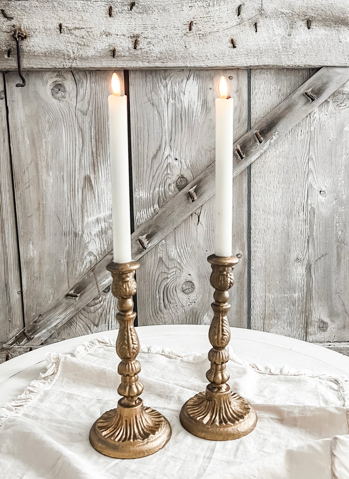 Ornate Gold Candlestick Pair