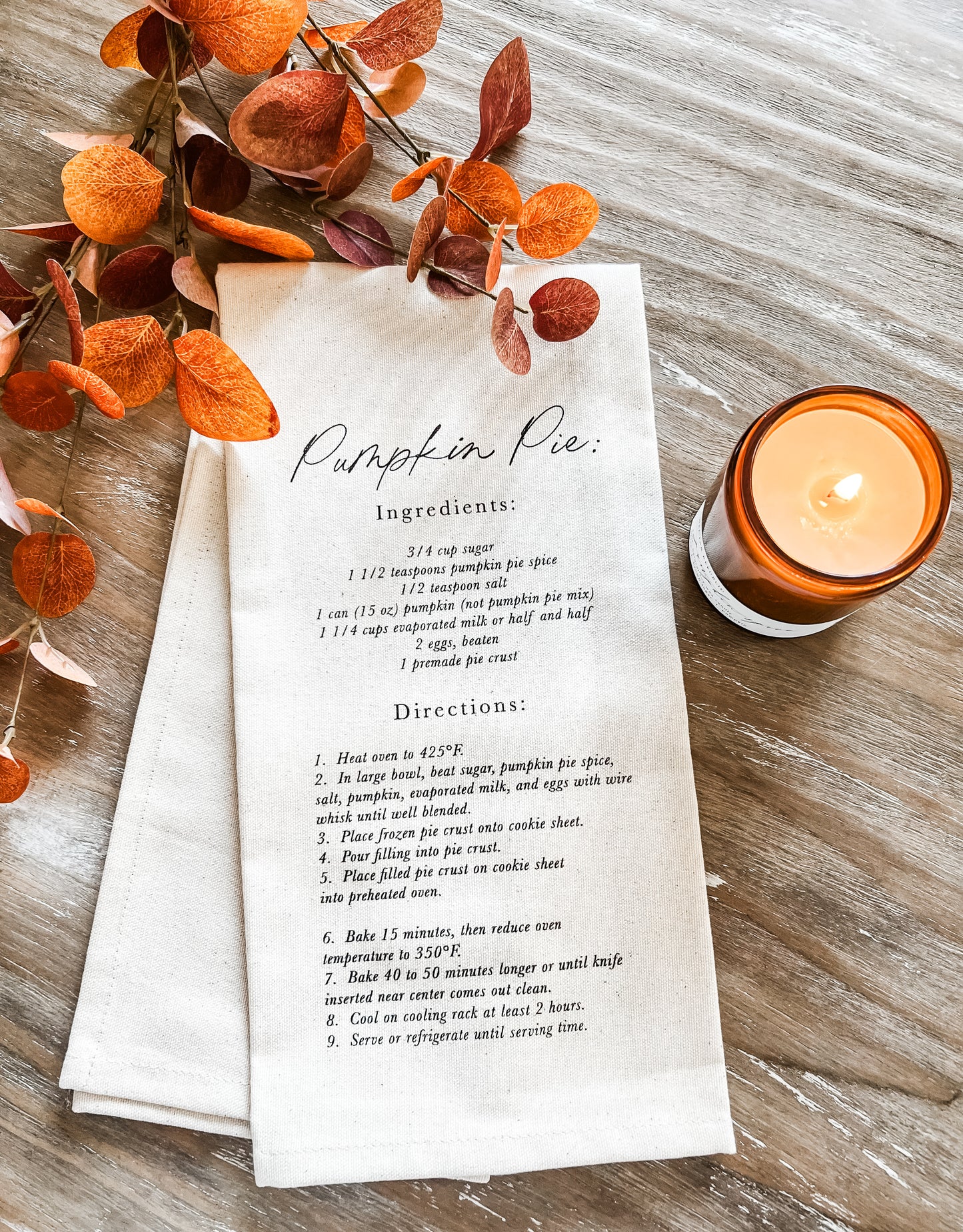 Pumpkin Pie Recipe Tea Towel