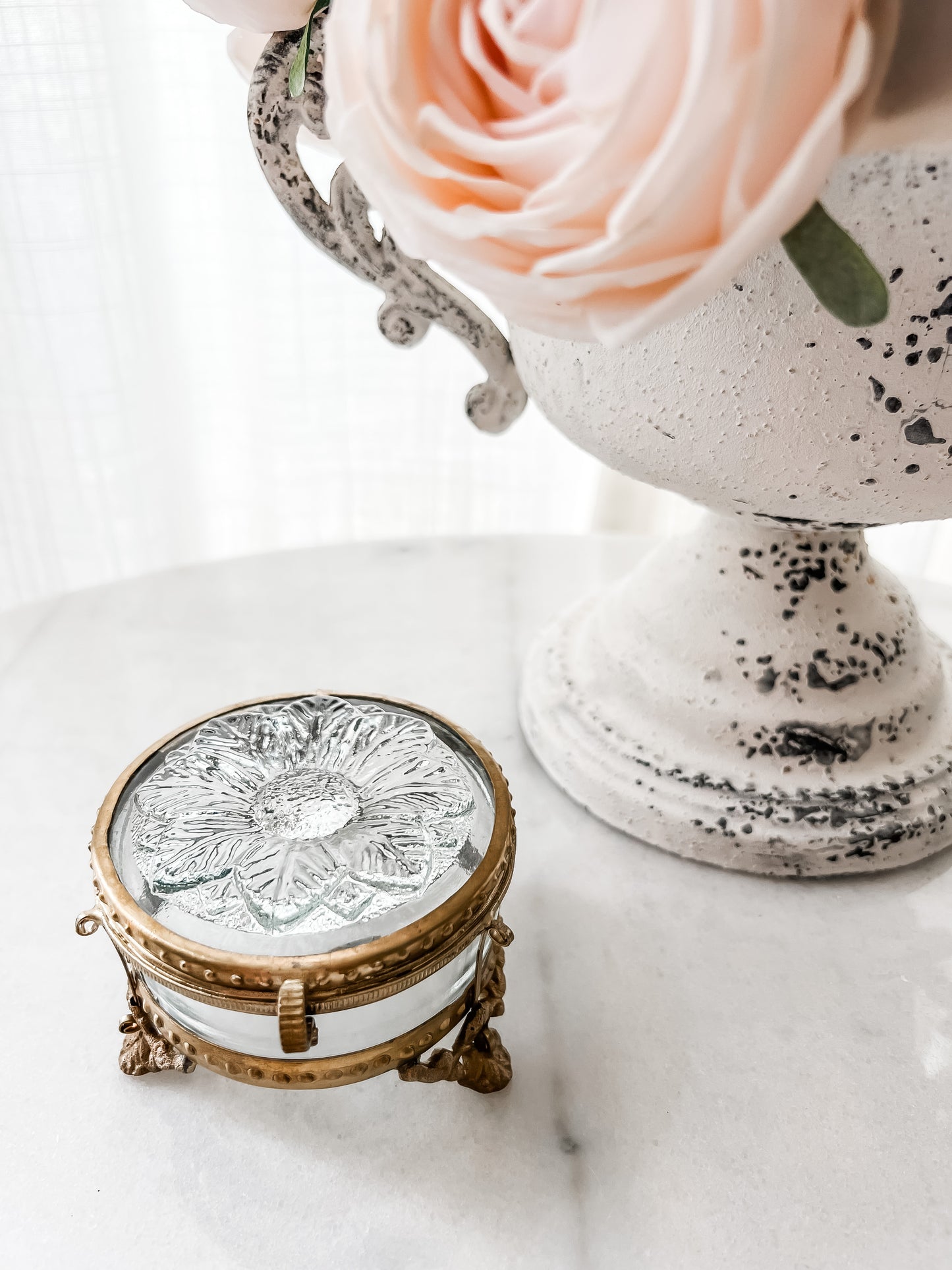 Gilded Glass Flower Jewelry Box