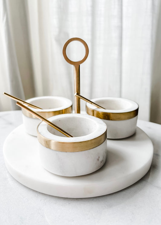 Marble Server with Brass Handle