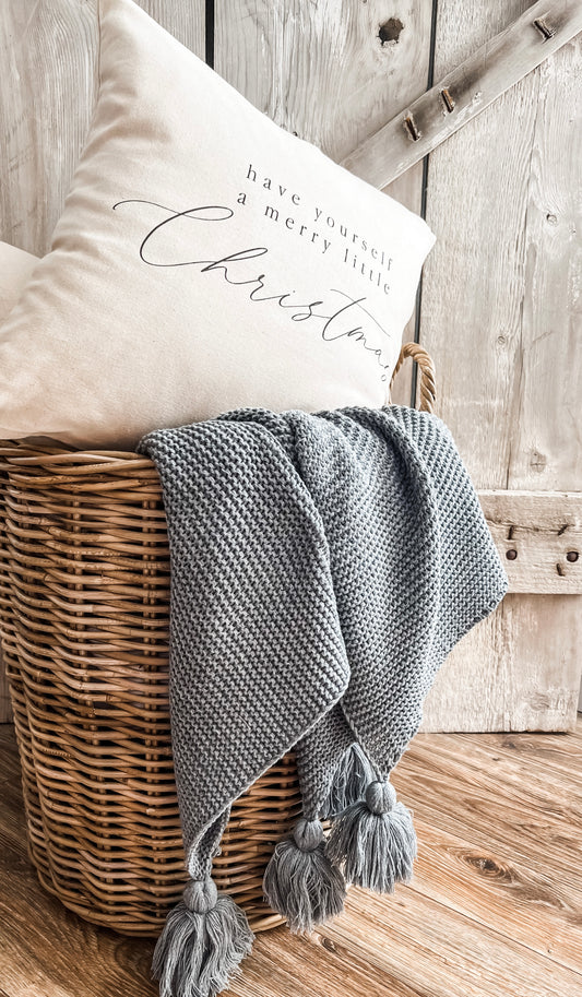 Cozy Tassel Throw- GRAY